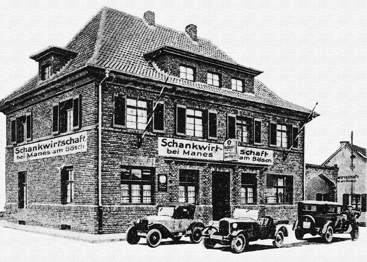 Historische Aufnahme der Schankwirtschaft Manes am Bösch in Dormagen-Ückerath
